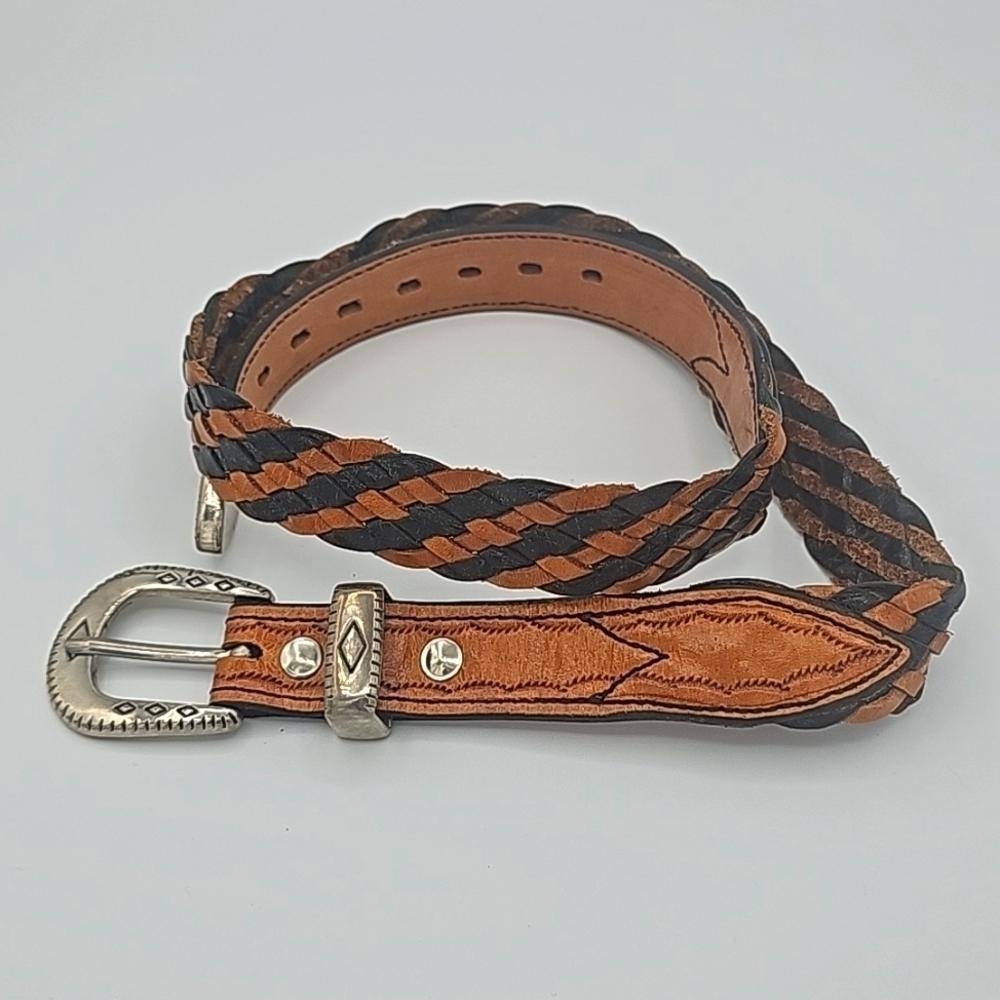 Hollywood D. Shaftner Handcrafted Women's Braided Leather Belt Sz 30